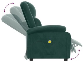 Poltrona de massagens veludo verde-escuro