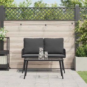 vidaXL Conjunto de Jantar de Jardim 2 Peças com Almofadas Vime Sintético Preto