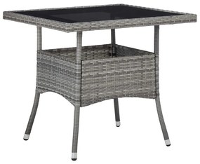 5 pcs conjunto de jantar p/ jardim vime PE e acácia cinzento