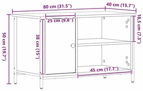Casa de TV vidaXL Caramelo 80x40x50 cm Madeira engenheirada e Aço