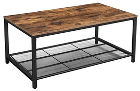 Mesa de centro VASAGLE, mesa de sala de estar com prateleira de malha densa, amplo espaço de armazenamento, mesa de chá, fácil montagem, estável, design industrial, marrom rústico LCT64X