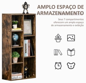 HOMCOM Estante para Livros Estante de Madeira com 7 Compartimentos de