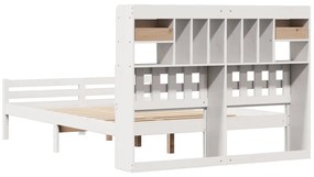 Cama com estante sem colchão 160x200 cm pinho maciço branco