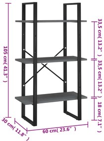 Estante 60x30x105 cm madeira de pinho maciça cinzento