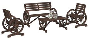 4 pcs conjunto lounge de jardim madeira de abeto maciça