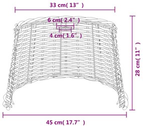 Abajur de teto Ø45x28 cm vime castanho