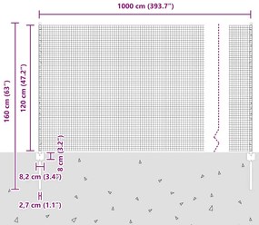 Cerca de Arame Soldado com 10 Postes U Cinza 1,2x10 m Aço