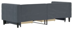 Sofá-cama c/ gavetão e gavetas 80x200 cm veludo cinzento-escuro