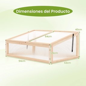 Estufa portátil, teto transparente rebatível 94 x 63 x 40 cm, proteção para vasos elevados, pequena, interior, exterior, jardim, terraço, madeira