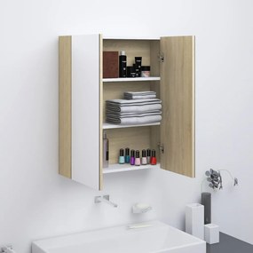 Armário espelhado p/ casa banho 60x15x75 cm MDF branco/carvalho