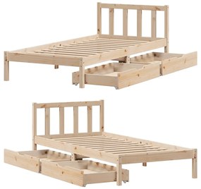 Cama sem colchão 100x200 cm madeira de pinho maciça
