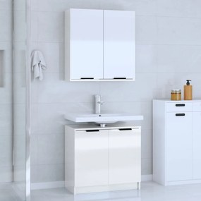 vidaXL 2pcs conj. armários de casa de banho madeira processada branco