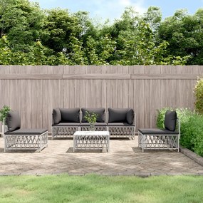 vidaXL 6 pcs conjunto lounge de jardim com almofadões aço branco