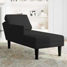 Chaise lounge c/ almofada/apoio de braços direito veludo preto