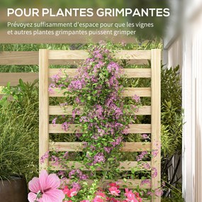 Floreira com treliça, floreira de jardim, 115 x 60 x 110 cm, efeito de madeira natural