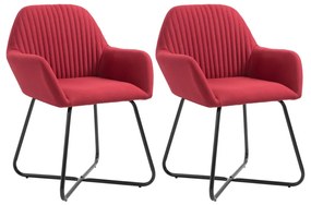 vidaXL Cadeiras de jantar 2 pcs tecido vermelho tinto