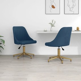 vidaXL Cadeiras de jantar giratórias 2 pcs veludo azul