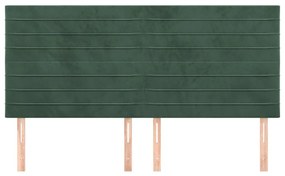 Cabeceira de cama 4 pcs veludo 90x5x78/88 cm verde-escuro