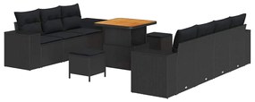 Conjunto de Sofás de Jardim vidaXL de 10 Peças com Almofadas Preto Rat