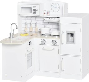 HOMCOM Cozinha de Brinquedo de Madeira para Crianças acima de 3 Anos Cozinha Infantil com Frigorífico Microondas Lavatório | Aosom Portugal