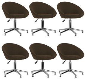 vidaXL Cadeiras de jantar giratórias 6 pcs tecido castanho-escuro