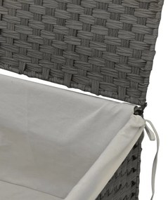 Cesto para roupa suja com tampa 55,5x35x34 cm vime PE cinzento