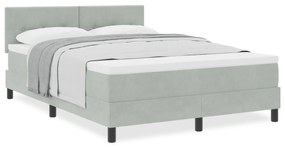 Cama Box com Colchão vidaXL Cinza Claro 140x190 cm Veludo