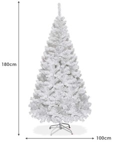 Árvore de Natal Artificial de 180cm com Base Metálica Material PVC Decoração de Festa Branca