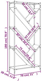 Estante 79x30x180 cm derivados de madeira e metal cinza sonoma