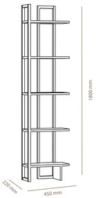 Estante Alice – Carvalho Preto – 45x180x22 cm