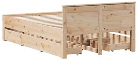 Cama sem colchão com cabeceira 120x200 cm pinho maciço