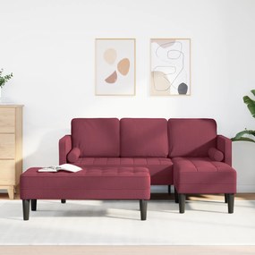 vidaXL Conjunto de Sofá de 2 Peças com Almofadas em Tecido Bordô