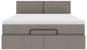 Cama otomana com colchão 140x200 cm tecido cinza