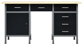 Bancada de trabalho 160x60x85 cm aço preto