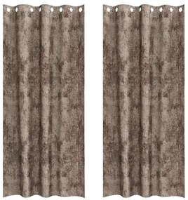 Cortinas de Veludo 2 peças com Ilhós Cappuccino 225x140 cm