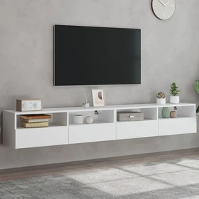 Móvel parede p/ TV 2 pcs 100x30x30 cm derivados madeira branco