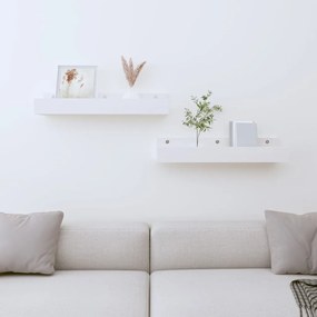 vidaXL Prateleiras de parede 2 pcs 50x12x9 cm pinho maciço branco