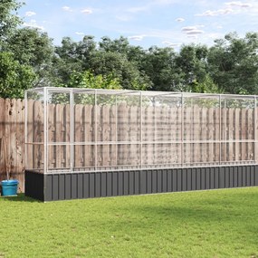 vidaXL Aviário com extensão 1250,5x107x212 cm aço prateado