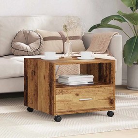 vidaXL Mesa de centro com gaveta Madeira antiga 55 x 55 x 45 cm