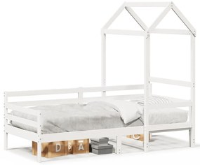 Sofá-cama com telhado 90x200 cm madeira de pinho maciça branco