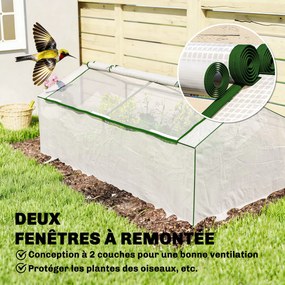 Mini Estufa de Jardim em Túnel, 180 x 90 x 70 cm, Cobertura Impermeável Anti-UV, Branco