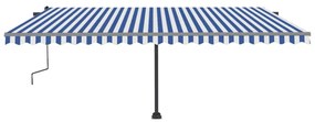Toldo retrátil manual independente 500x300 cm azul e branco