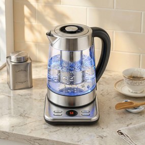 Chaleira elétrica, 1,7 L, aquecimento rápido de 2200 W com termostato Strix, infusor de chá, função de manutenção do calor