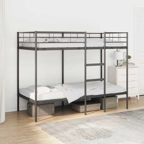 vidaXL Beliche sem colchão 100x190 cm aço preto