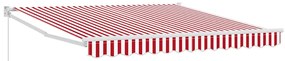 Toldo Retrátil Manual Listrado Vermelho e Branco 300 x 250 cm
