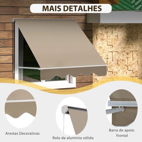 Toldo Manual Retrátil de Alumínio para Fachada – 180x70 cm, Ângulo Aju