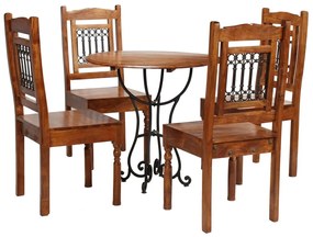Conjunto de mesa de jantar 5 pcs madeira de acácia maciça