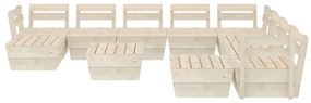 11 pcs conjunto lounge de paletes madeira de abeto impregnada