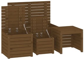 4 pcs conjunto de caixas de jardim pinho maciço castanho mel