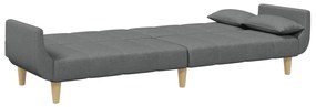 Sofá-cama de 2 lugares c/ apoio de pés tecido cinzento-escuro